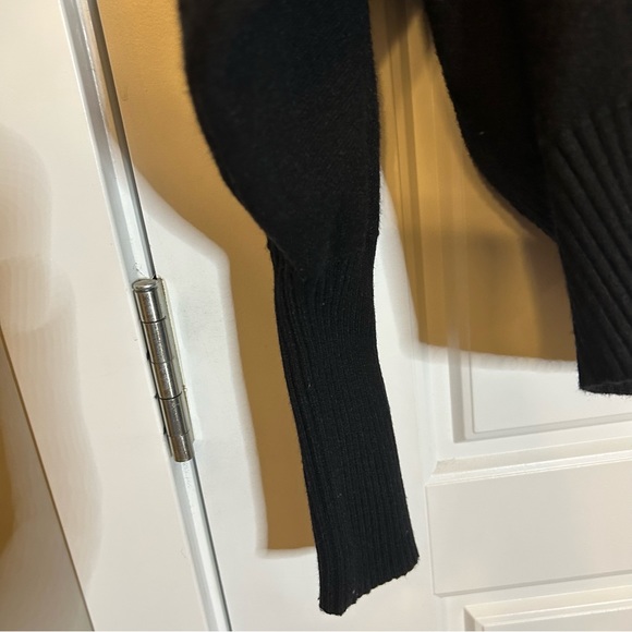 ZARA KNIT FUNNEL NECK 1/4 ZIP SWEATER WITH BALLOON SLEEVES IN BLACK SIZE MEDIUM - Picture 6 of 14